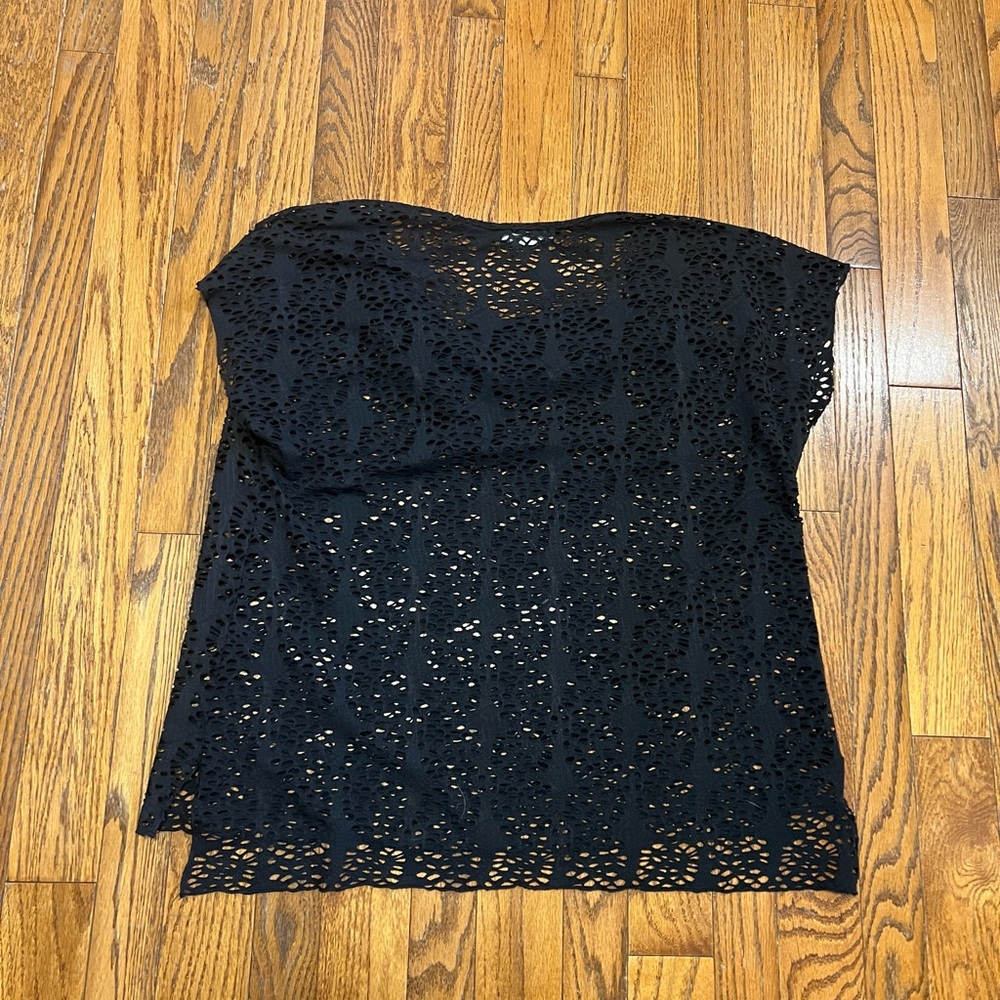ZOE Black Raw Edge “Ripped” Distressed Rocker Tank - Picture 5 of 5